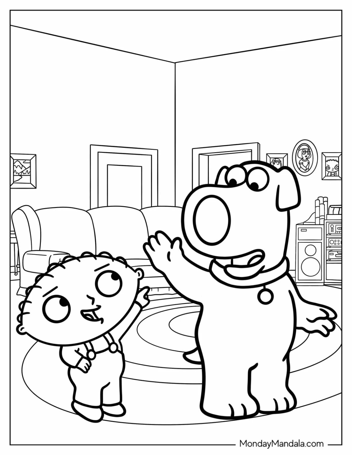 Family Guy Coloring Page Of Brian And Stewie High Five coloring page