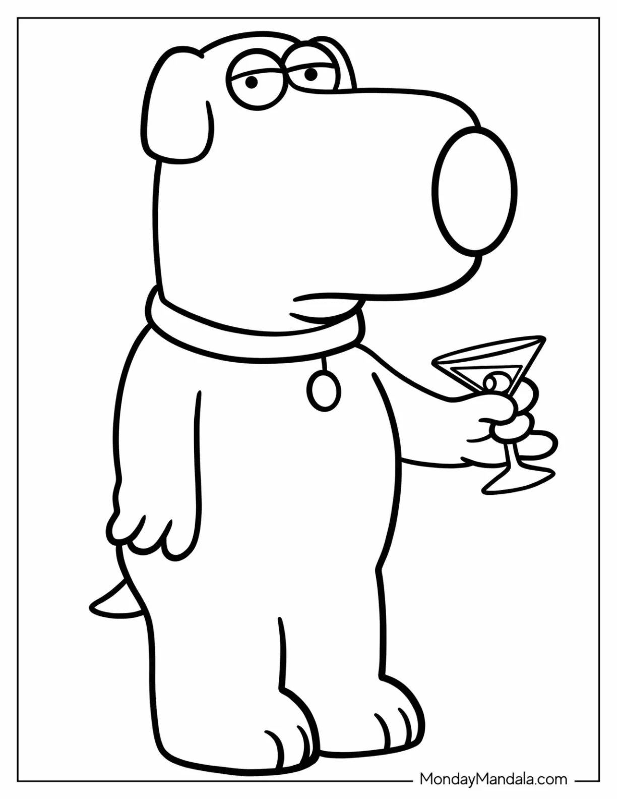 Family Guy Coloring Page Of Brian Griffin Holding Cocktail Glass coloring page