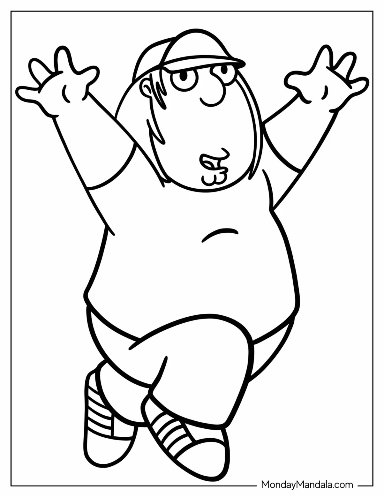 Family Guy Coloring Page Of Chris Griffin With Hands Up coloring page
