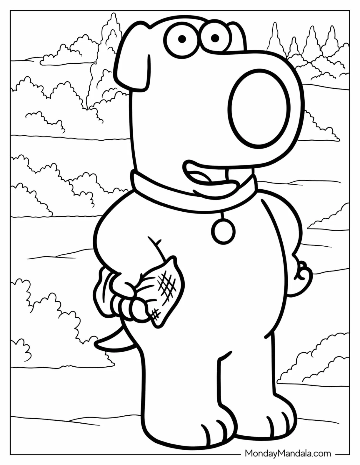 Family Guy Coloring Page Of Easy Outline Of Brian Griffin coloring page