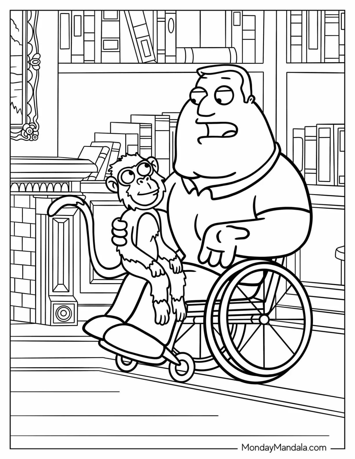 Family Guy Coloring Page Of Joe Swanson Talking To Evil Monkey coloring page