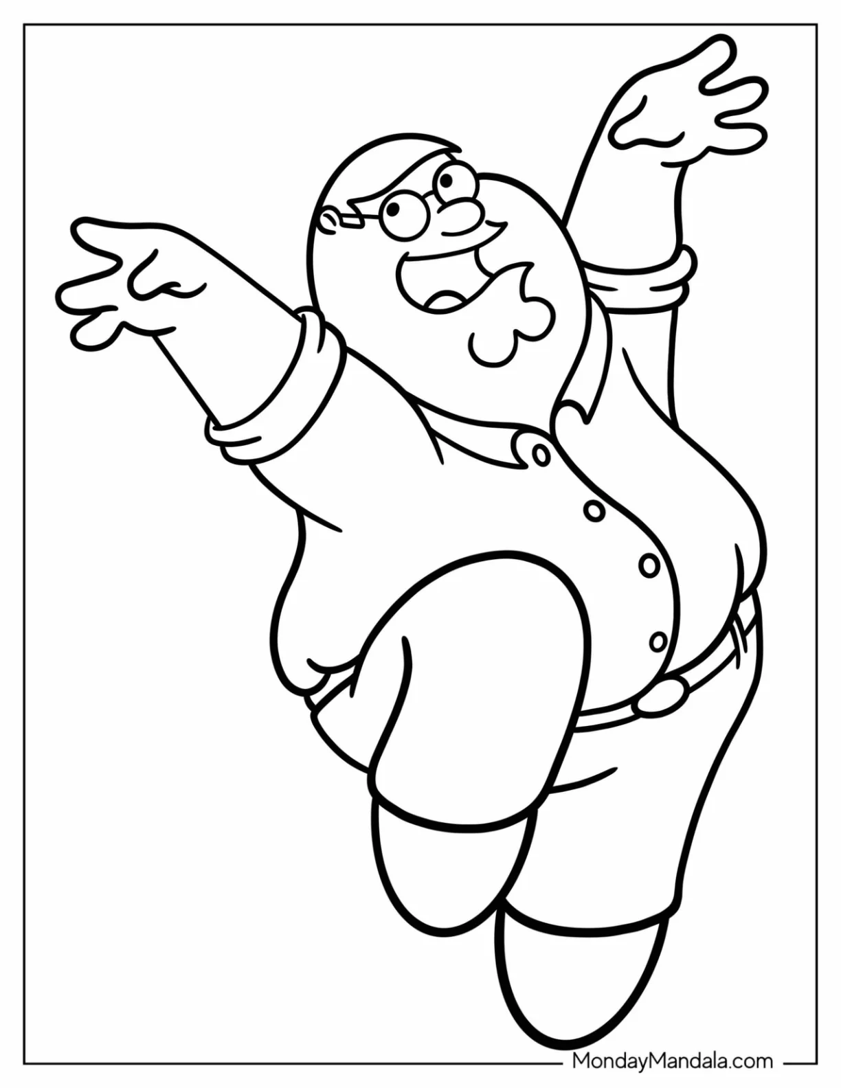 Family Guy Coloring Page Of Peter Dancing On Tiptoes coloring page