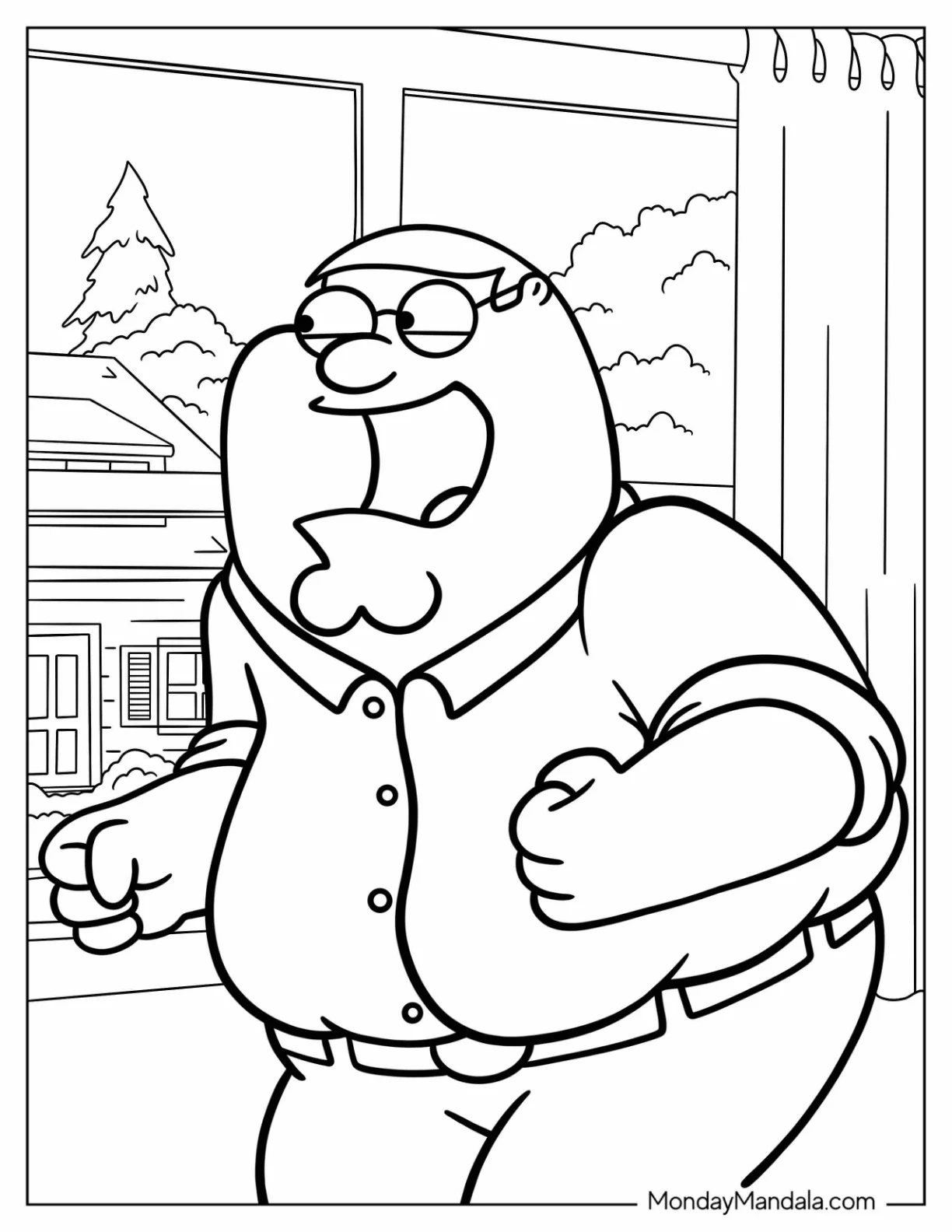 Family Guy Coloring Page Of  Peter Griffin Laughing coloring page