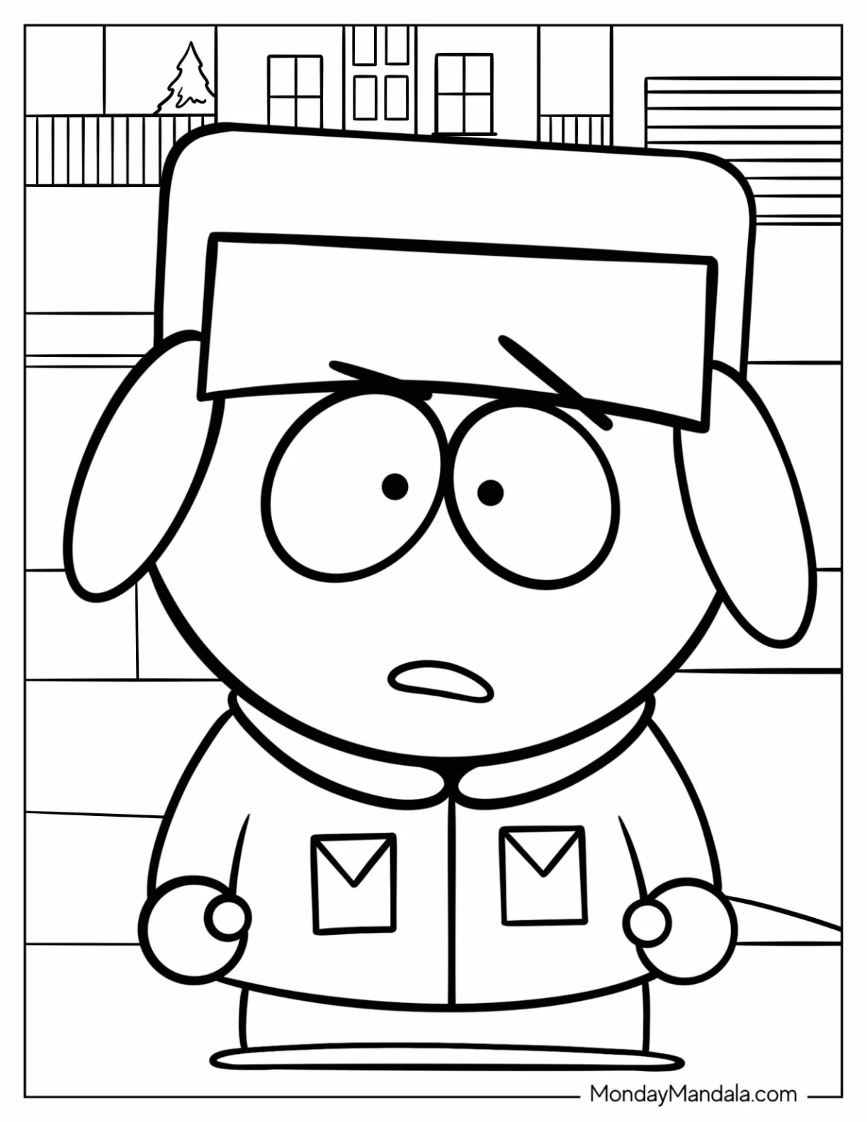 Easy Kyle Broflovski South Park Coloring Page For Kids coloring page — printable line art
