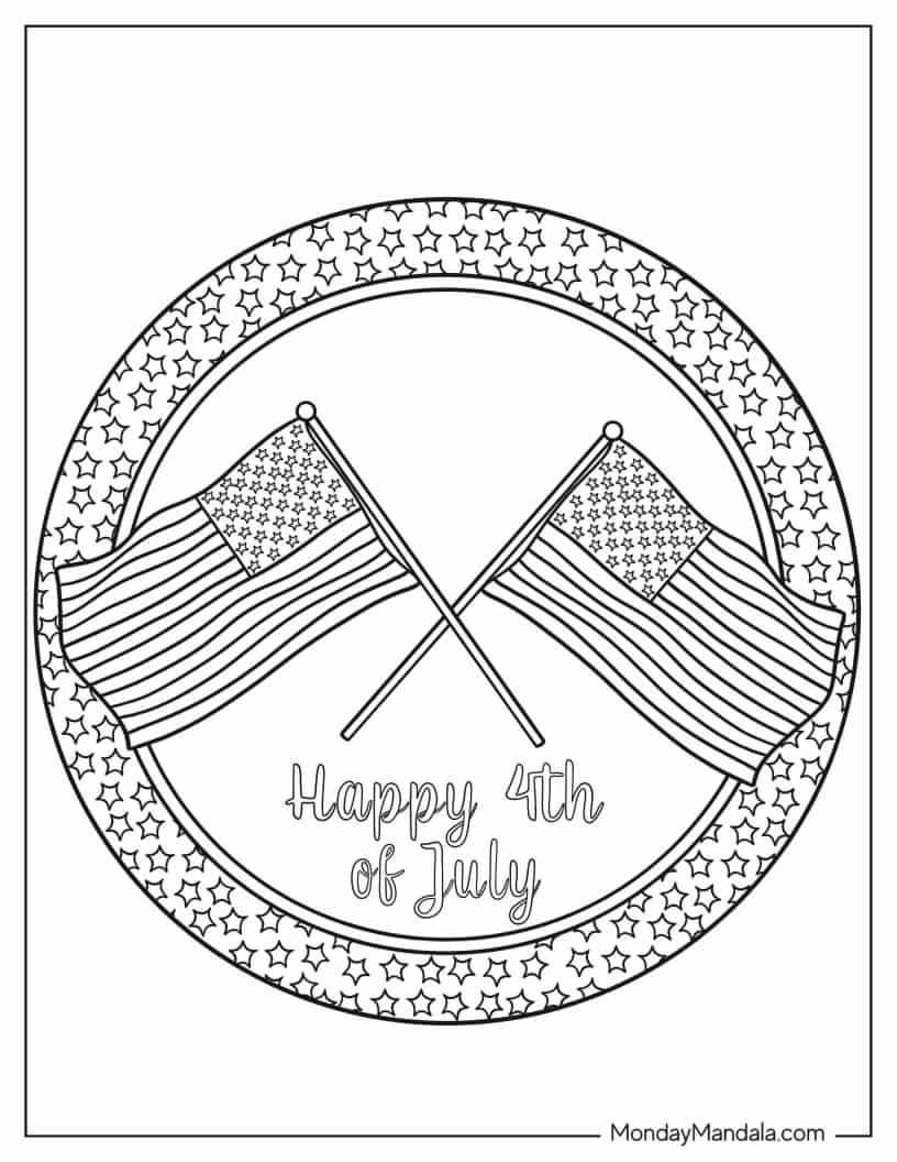 American Flag During 4th July coloring page
