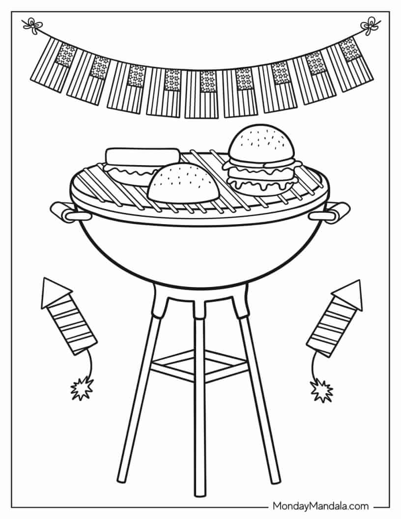 Coloring Page Of Grill Up Celebrations During Independence Day coloring page