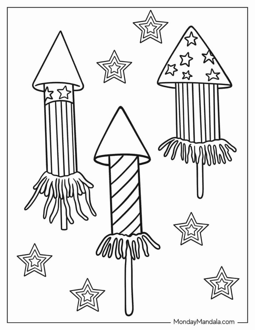Fireworks During Independence Day Coloring Page coloring page
