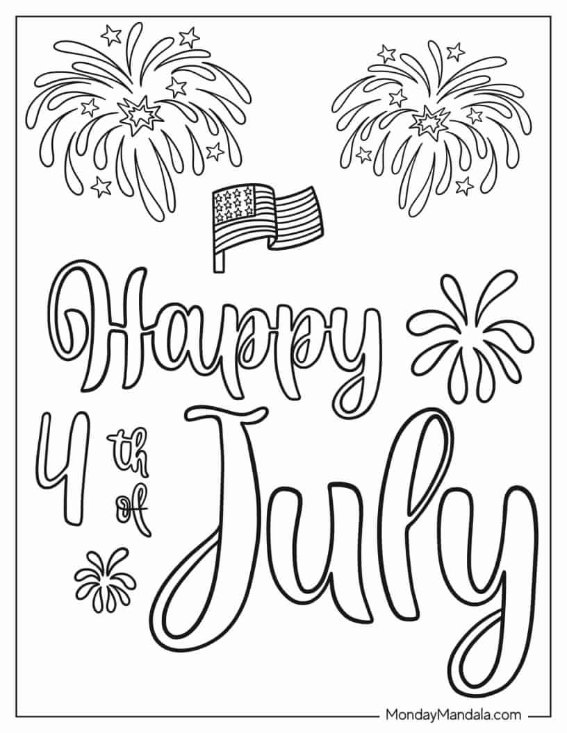 Fourth Of July Celebrations To Color For Preschoolers coloring page — printable line art
