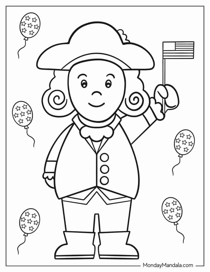 George Washington Independence Day To Color coloring page