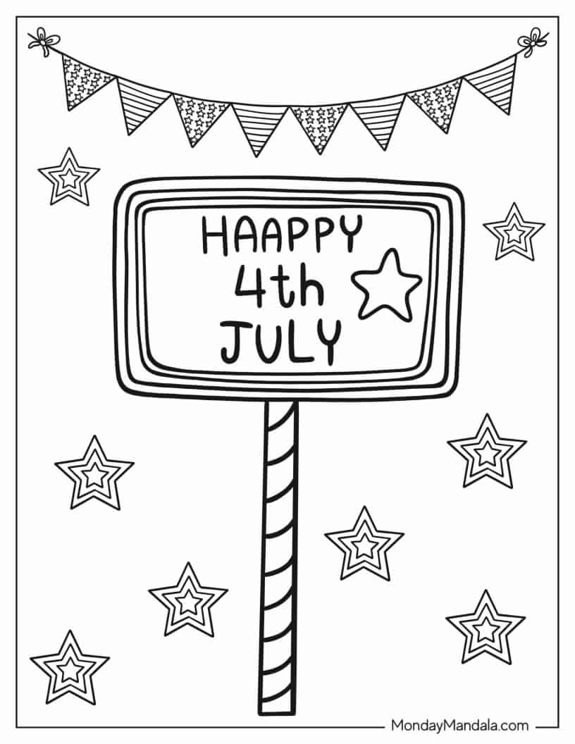 Happy 4th Of July To Color coloring page