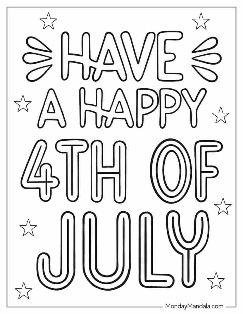 Have a Happy 4th Of July To Color coloring page — printable line art