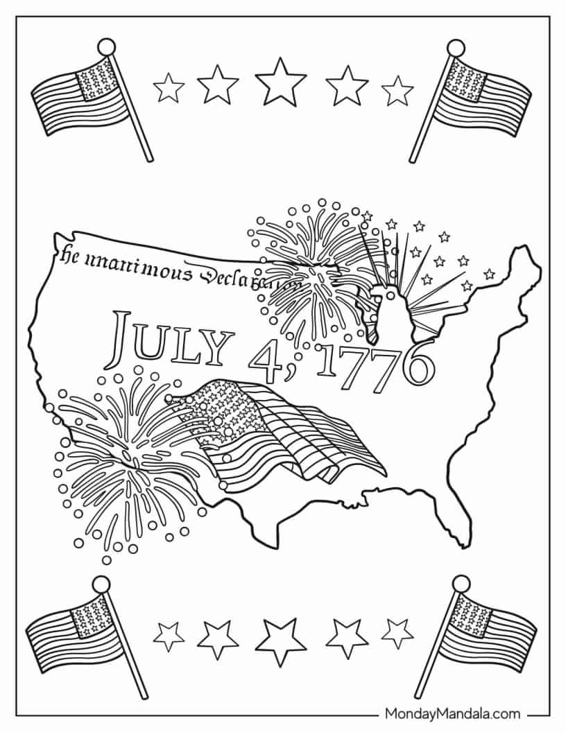 July 4th 1776 Coloring Page coloring page