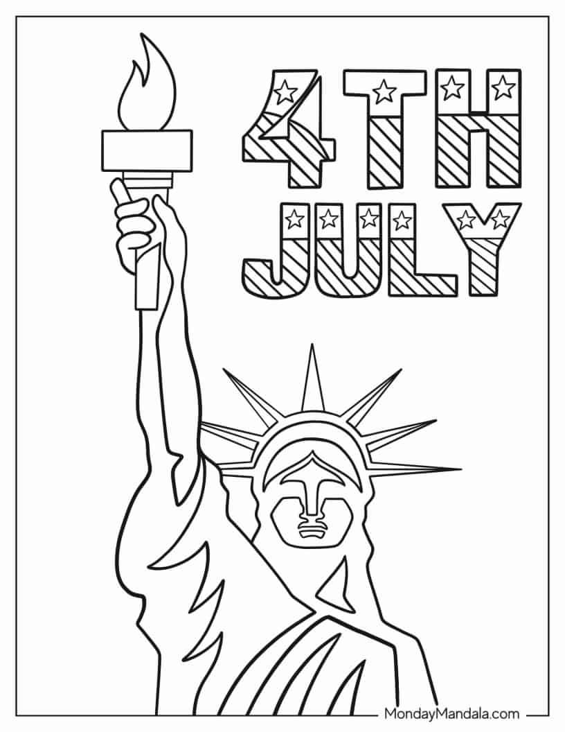 Statue Of Liberty 4th Of July Coloring Page coloring page — printable line art