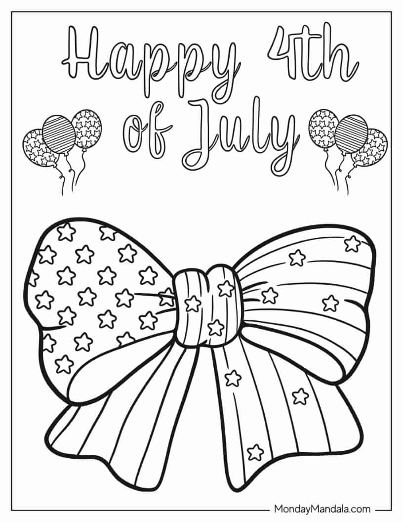 USA Themed Bow Tie During 4th July coloring page