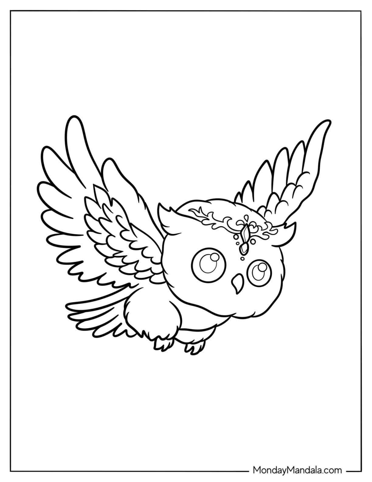 Adorable Arctic Animals Coloring Page Of Owl With Tiara For Kids coloring page