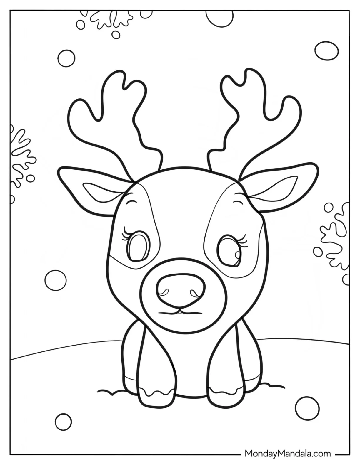 Arctic Animals Coloring Page of Kawaii Animals Of Reindeer In The Snow coloring page