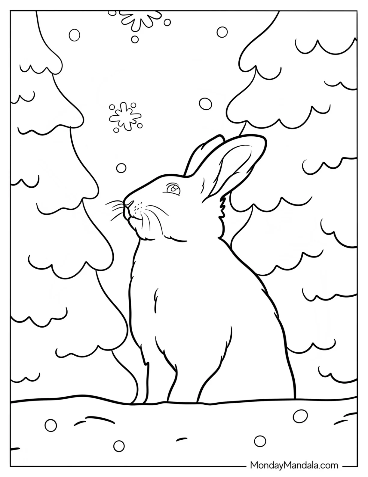 Fluffy Arctic Animals Coloring Page Of Hare In The Forest coloring page