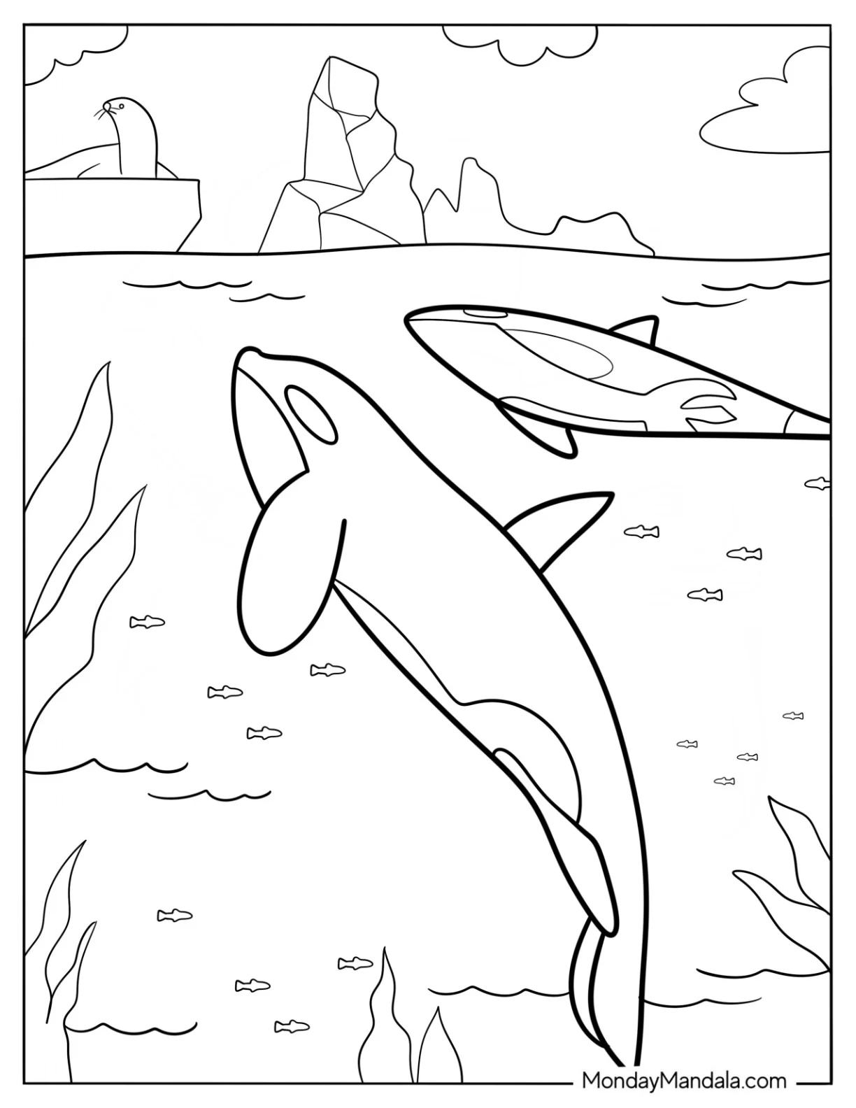 Whales In The Arctic Animals Coloring Page coloring page