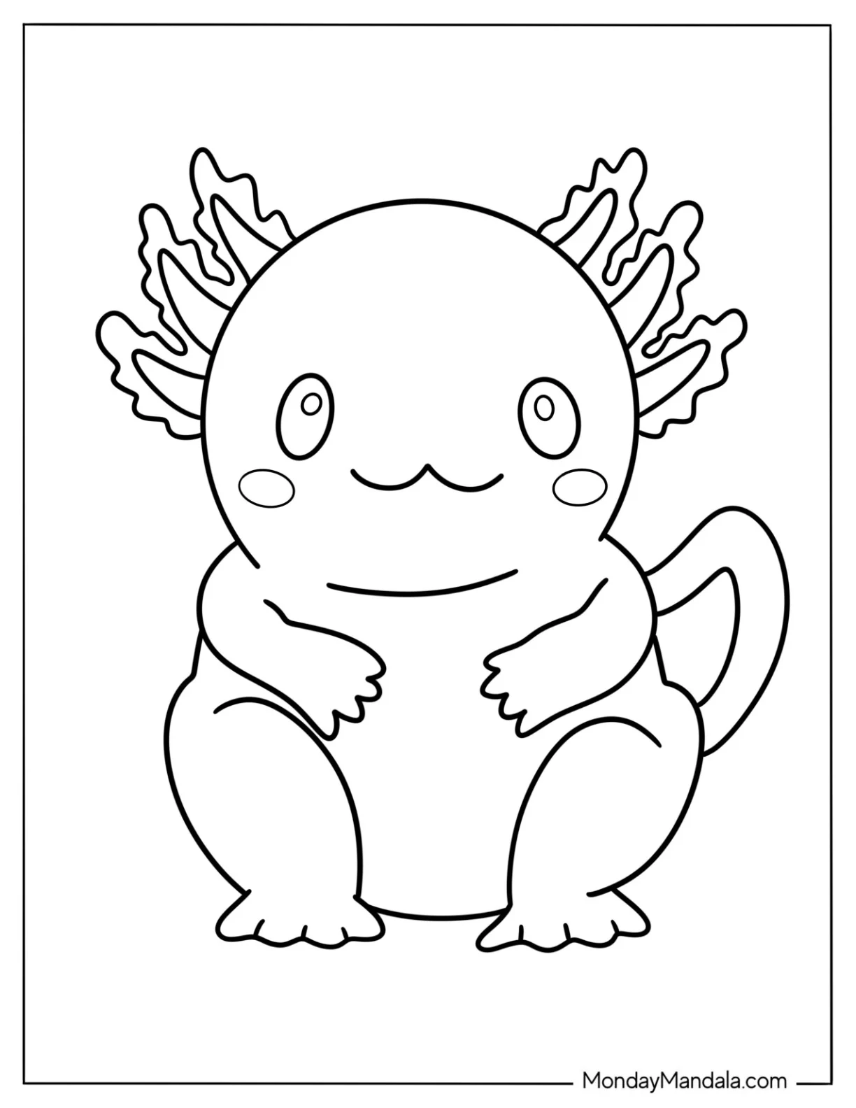 Chubby Axolotl Coloring Page Sitting coloring page — printable line art