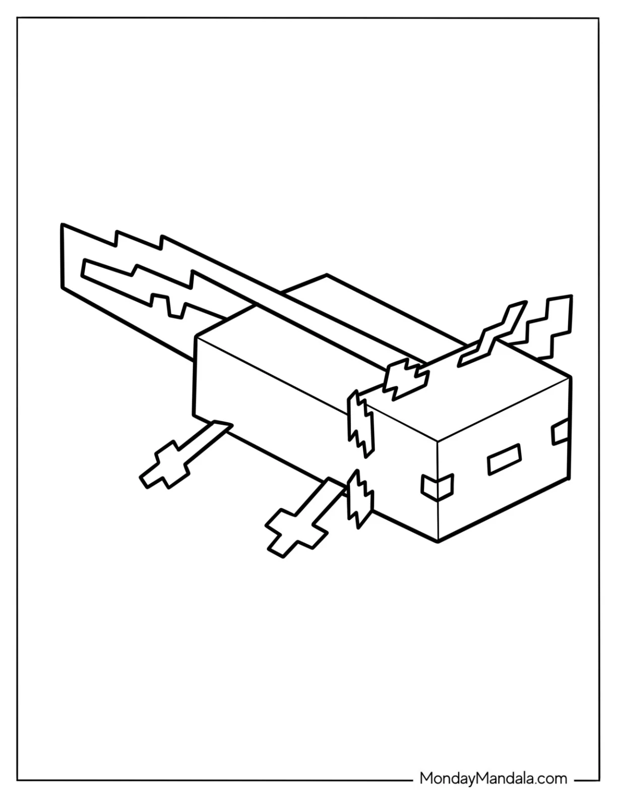 Minecraft Axolotl Coloring Page For Preschoolers coloring page