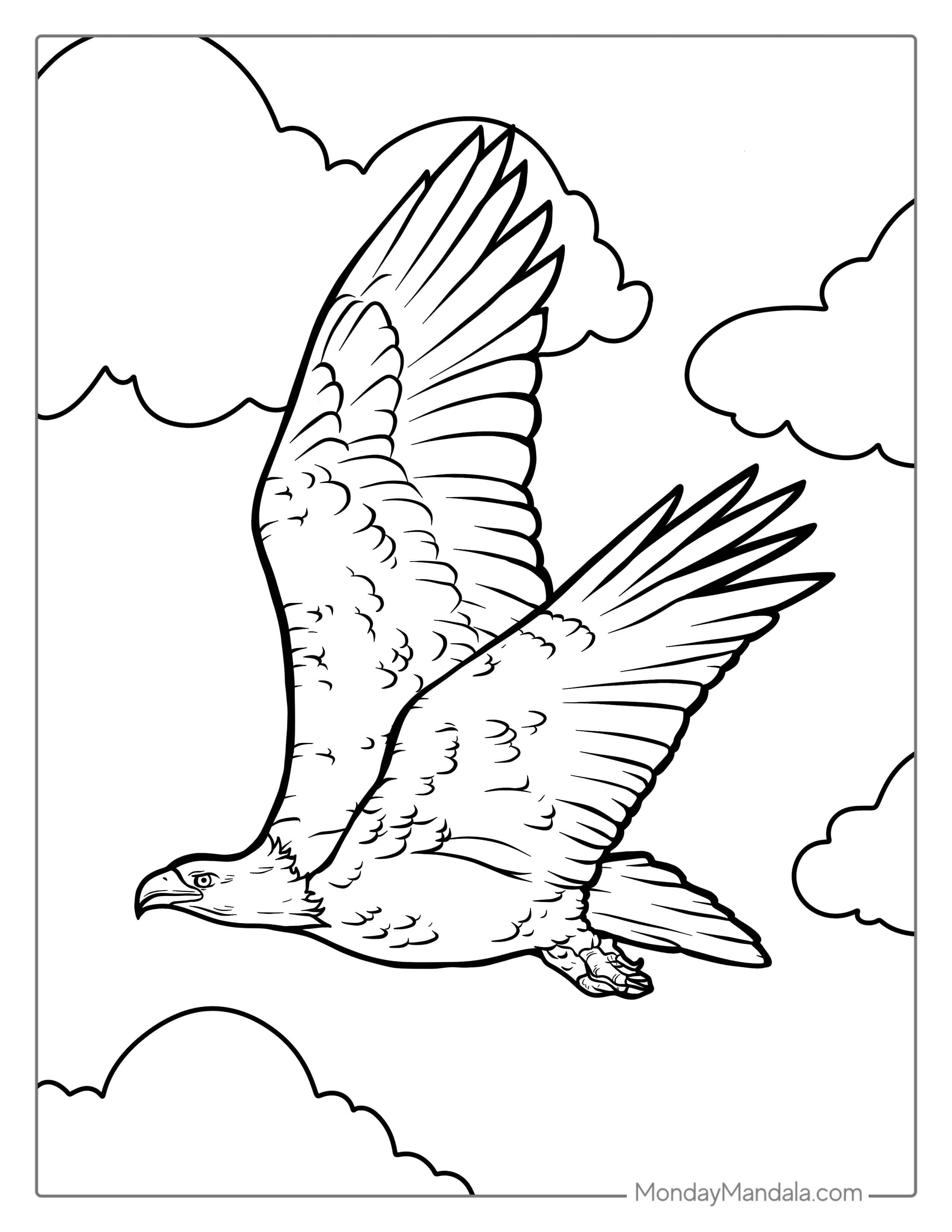 Bald Eagle Flying With Stunning Wings coloring page