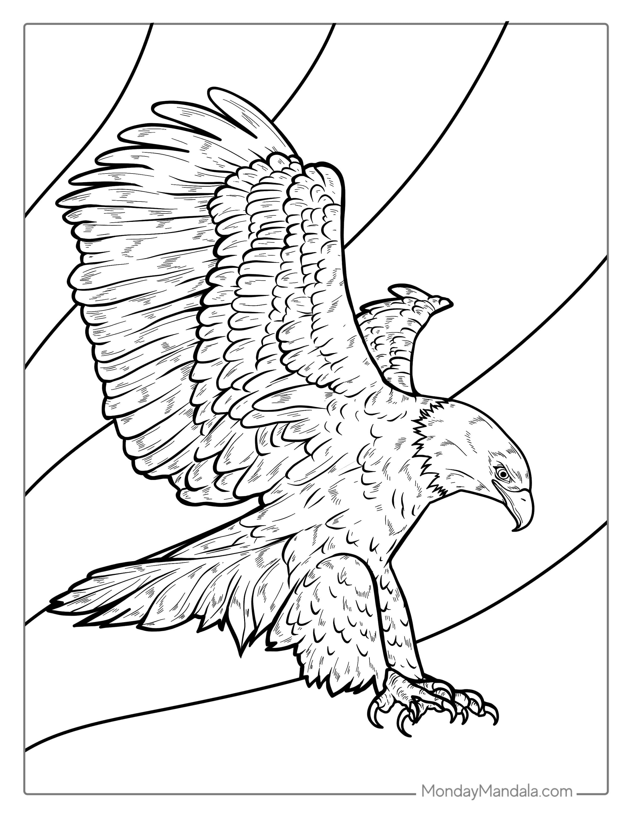 Difficult Swooping Bald Eagle To Color coloring page