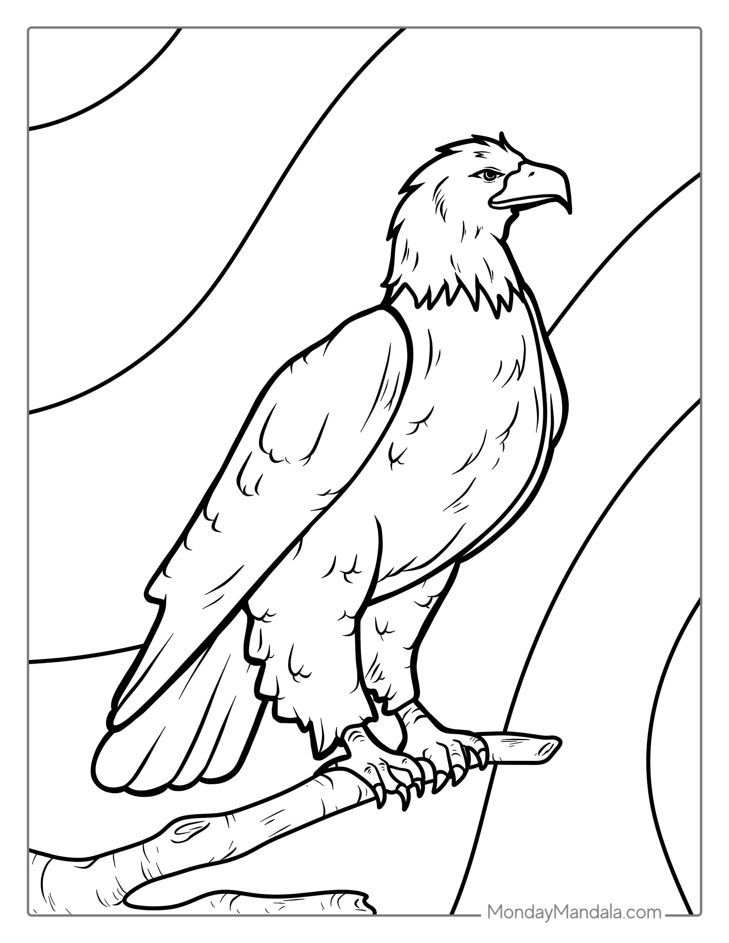 Majestic Bald Eagle Coloring Page coloring page — printable line art