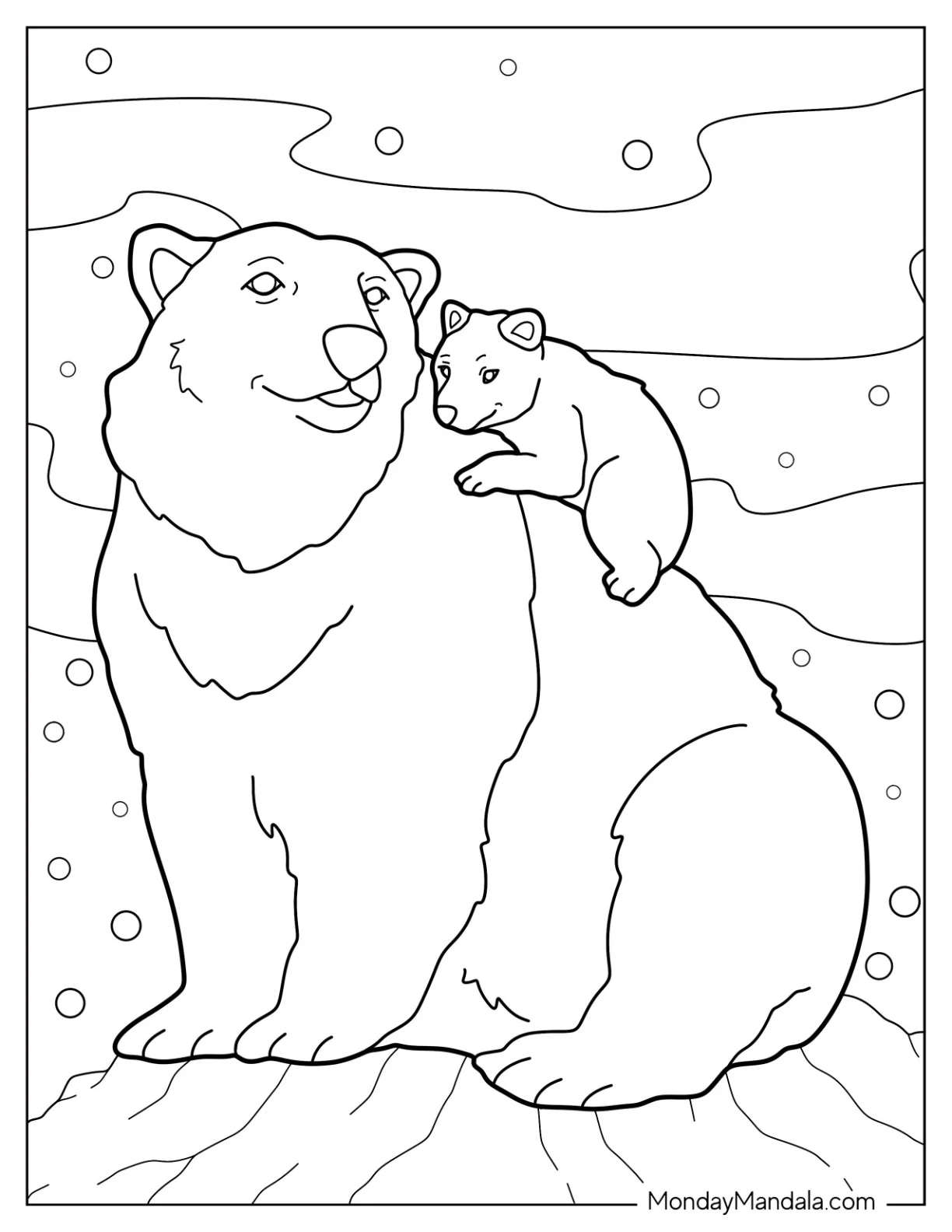 Easy Bear Cub Hugging Mama Bear Coloring Page coloring page