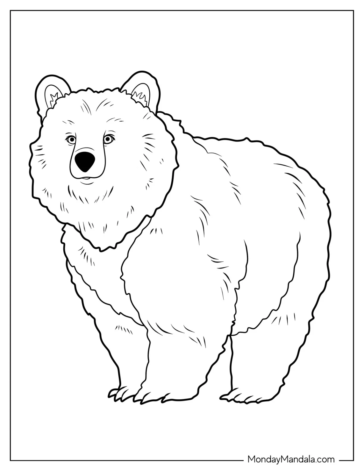 Simple Baby Bear Coloring Page WalkingFor Kids coloring page