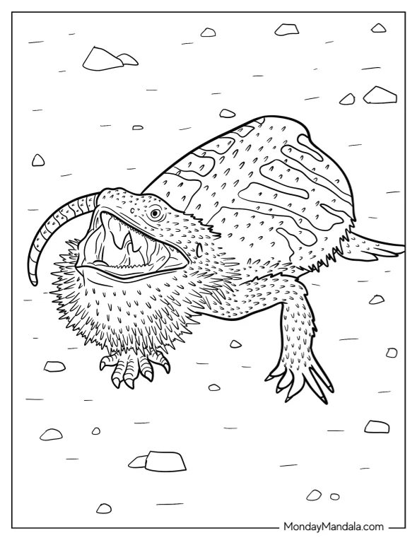 Large Bearded Dragon Coloring Page With Open Mouth coloring page