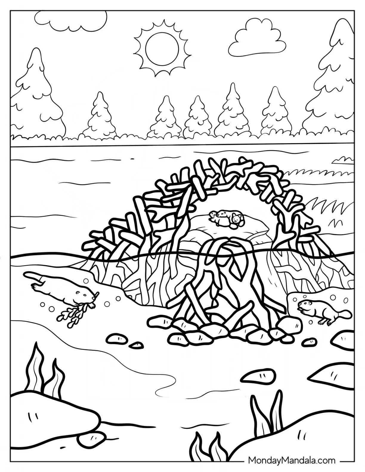 Beaver Coloring Page Building A Lodge coloring page