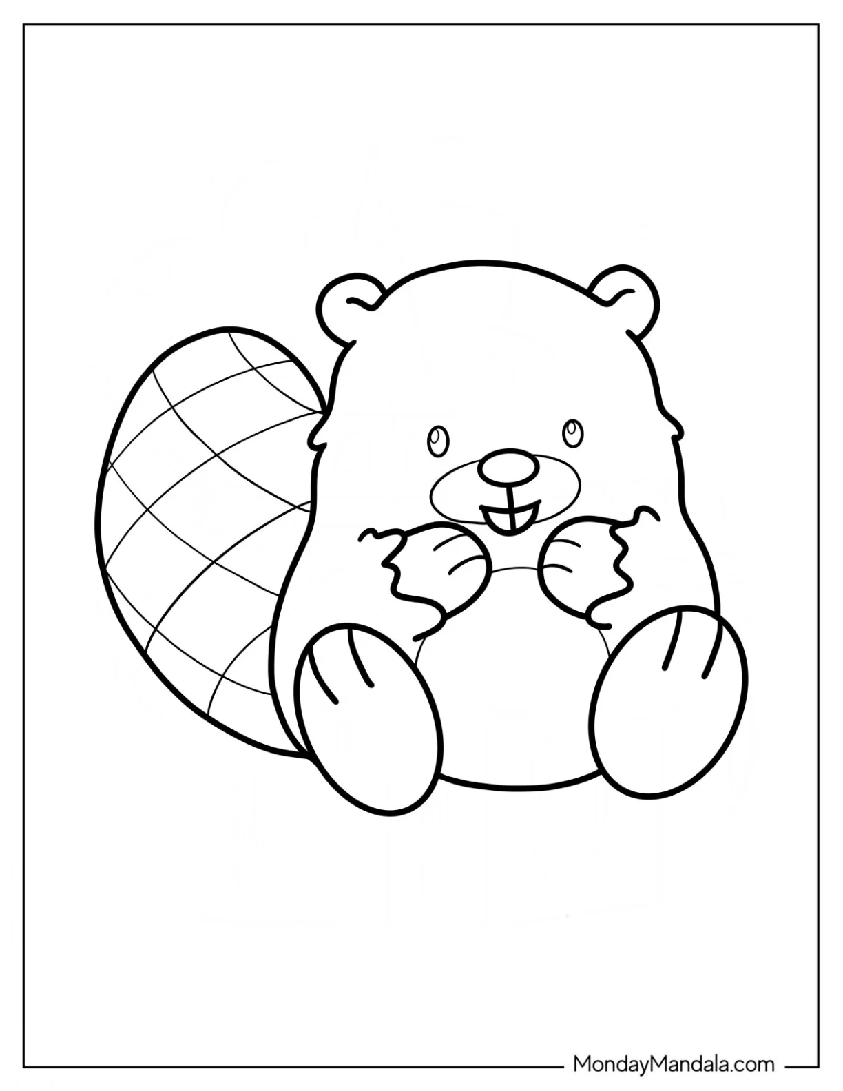 Cute Baby Beaver Coloring Page For Preschoolers coloring page