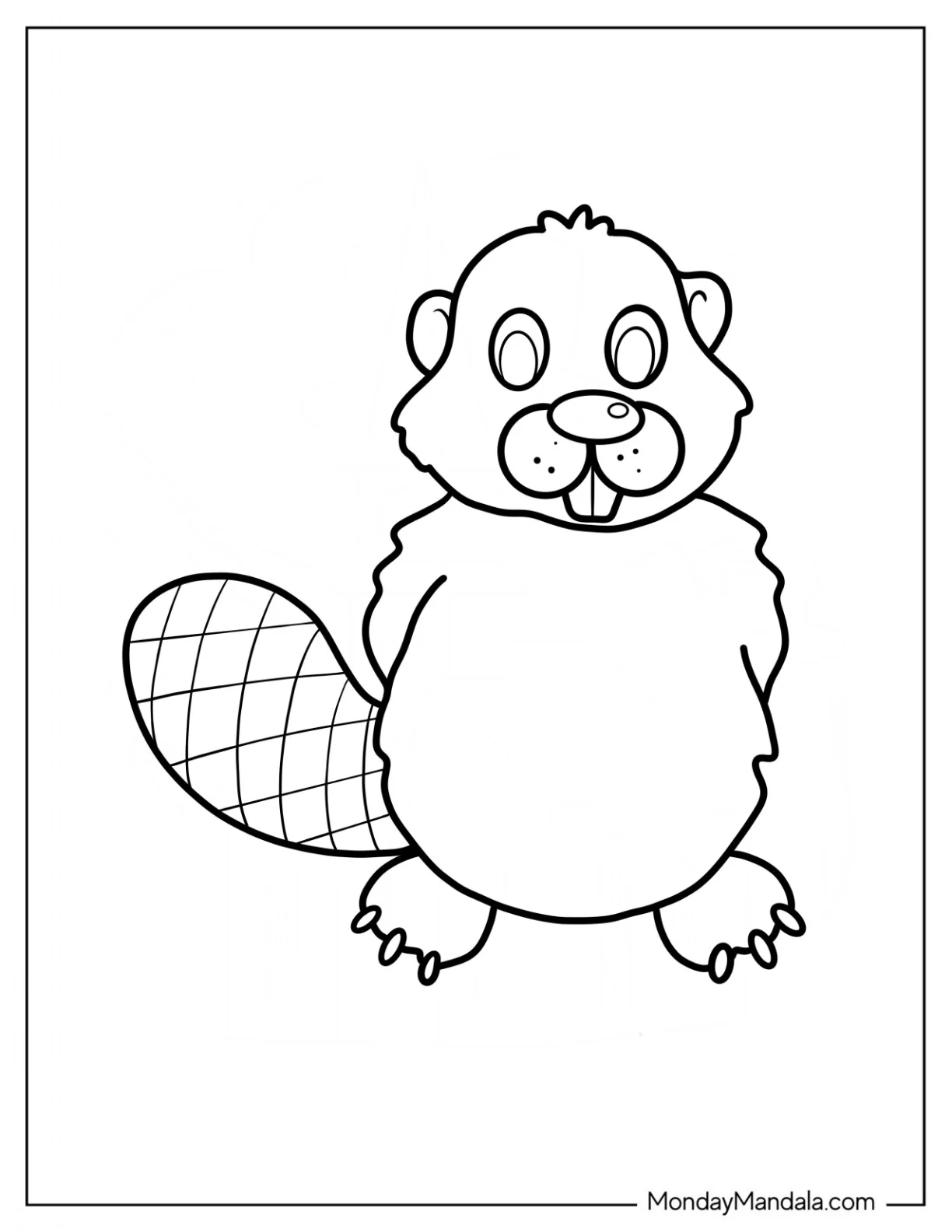 Easy Cartoon Beaver Coloring Page For Preschoolers coloring page