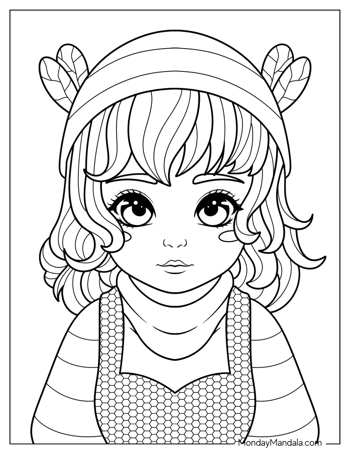 Little Girl Dressed As A Bee Coloring Page coloring page