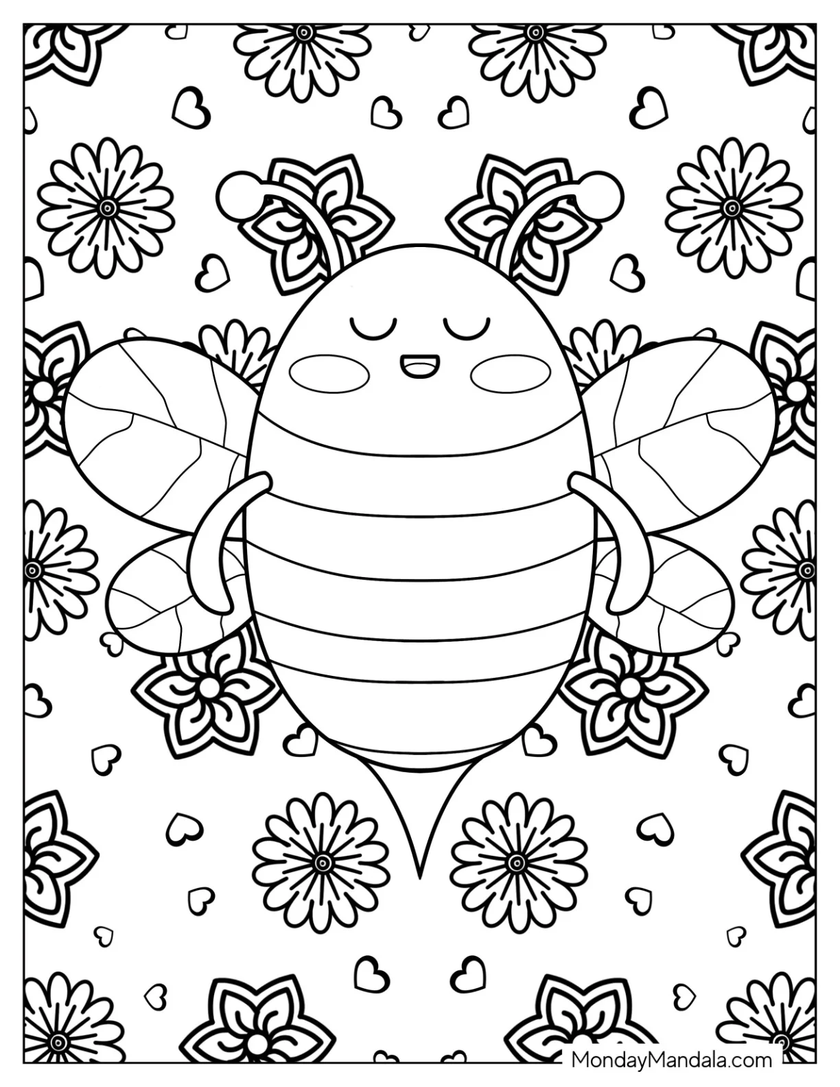 Sleeping Bee Coloring Page For Preschoolers coloring page