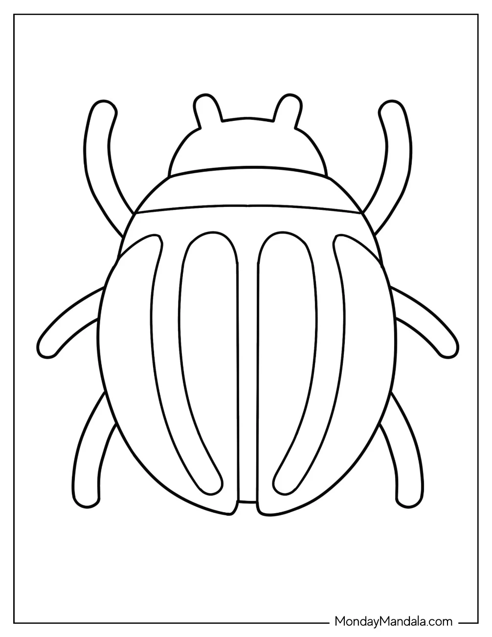 Cartoon Beetle Coloring Page Outline For Preschoolers coloring page