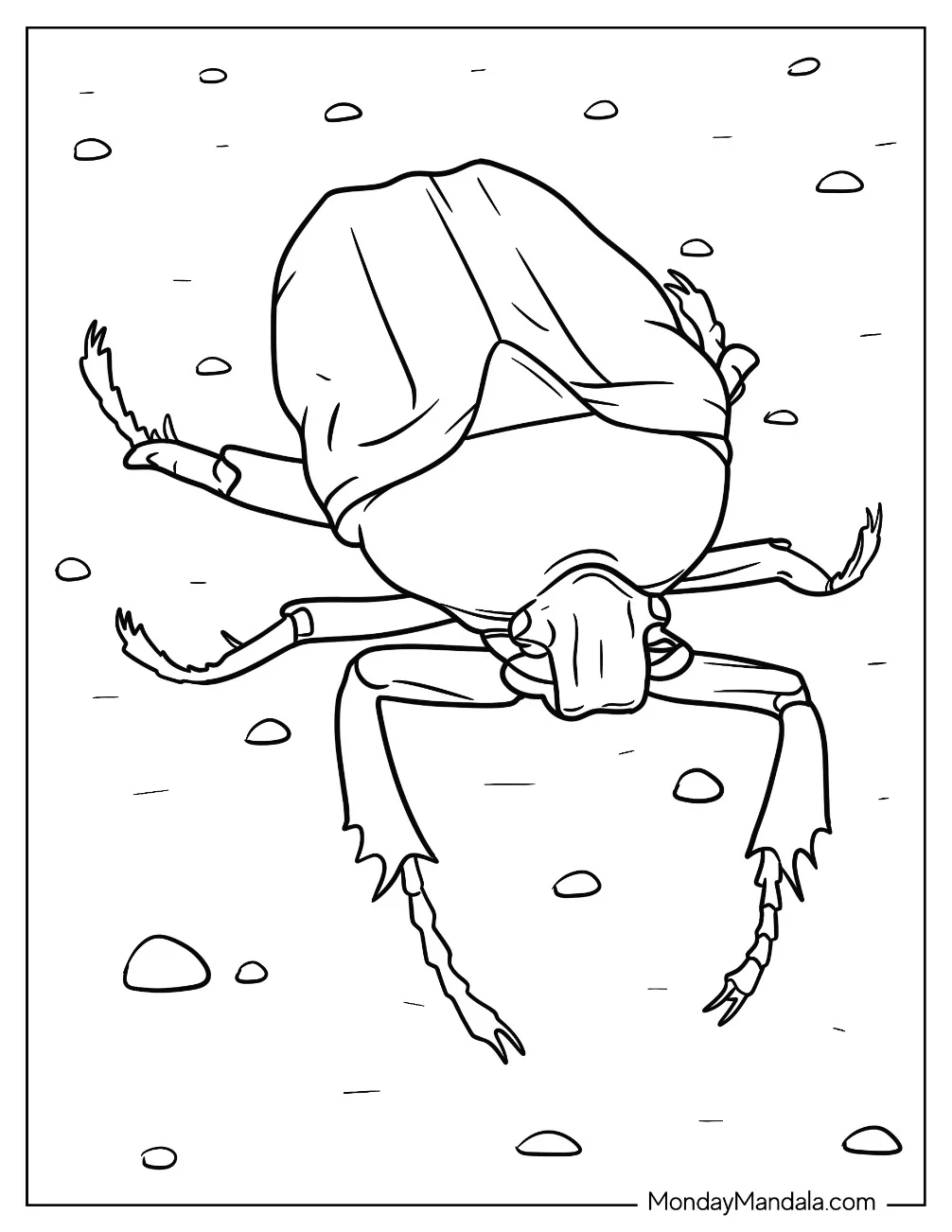 Green Scarab Beetle Coloring Page On The Ground coloring page