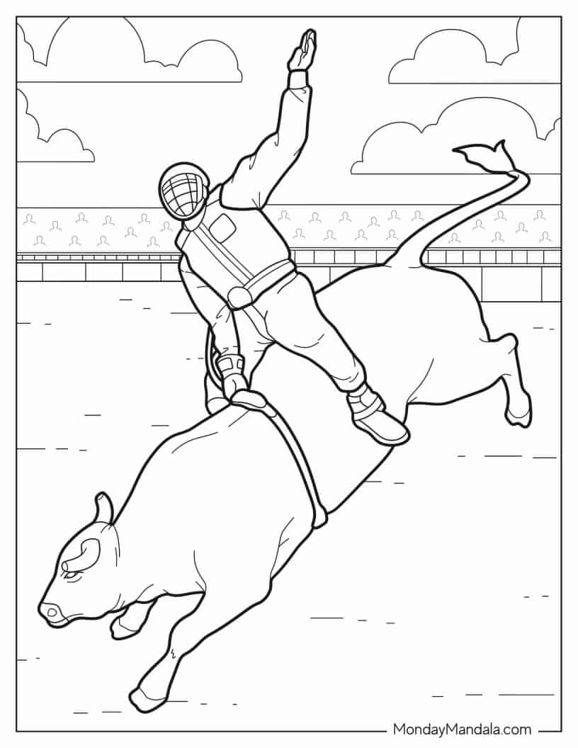 Coloring Sheet Of Bull Riding For Kids coloring page