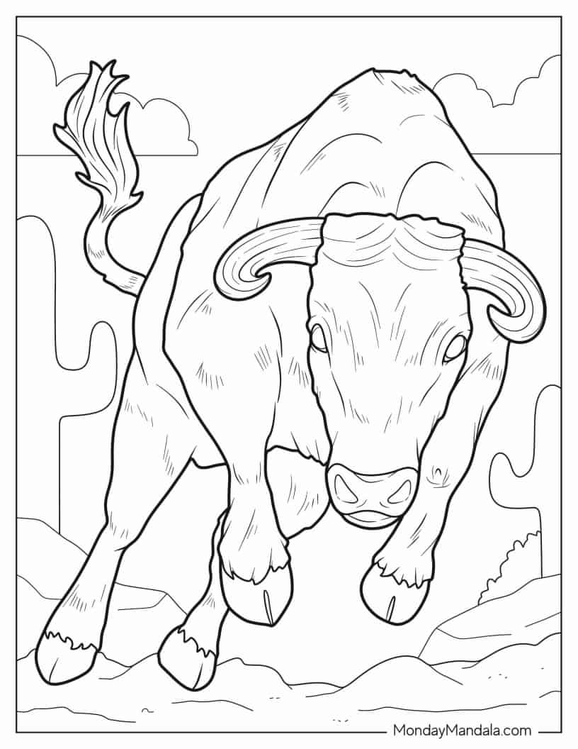Coloring Sheet Of Raging Bull coloring page