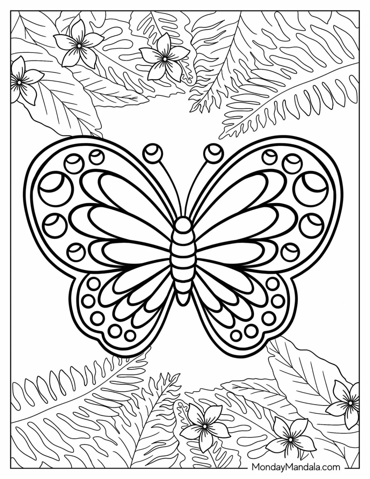 Adorable Butterfly Coloring Page With Sectioned Body coloring page