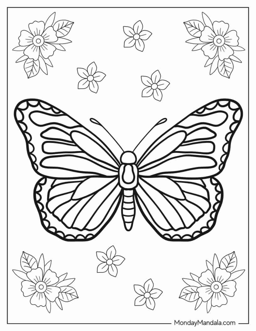 Easy Monarch Butterfly Coloring In coloring page