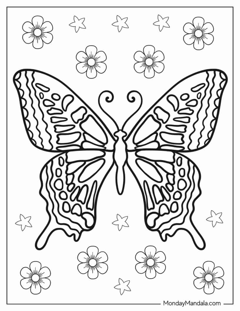 Easy Swallowtail Butterfly For Kids coloring page