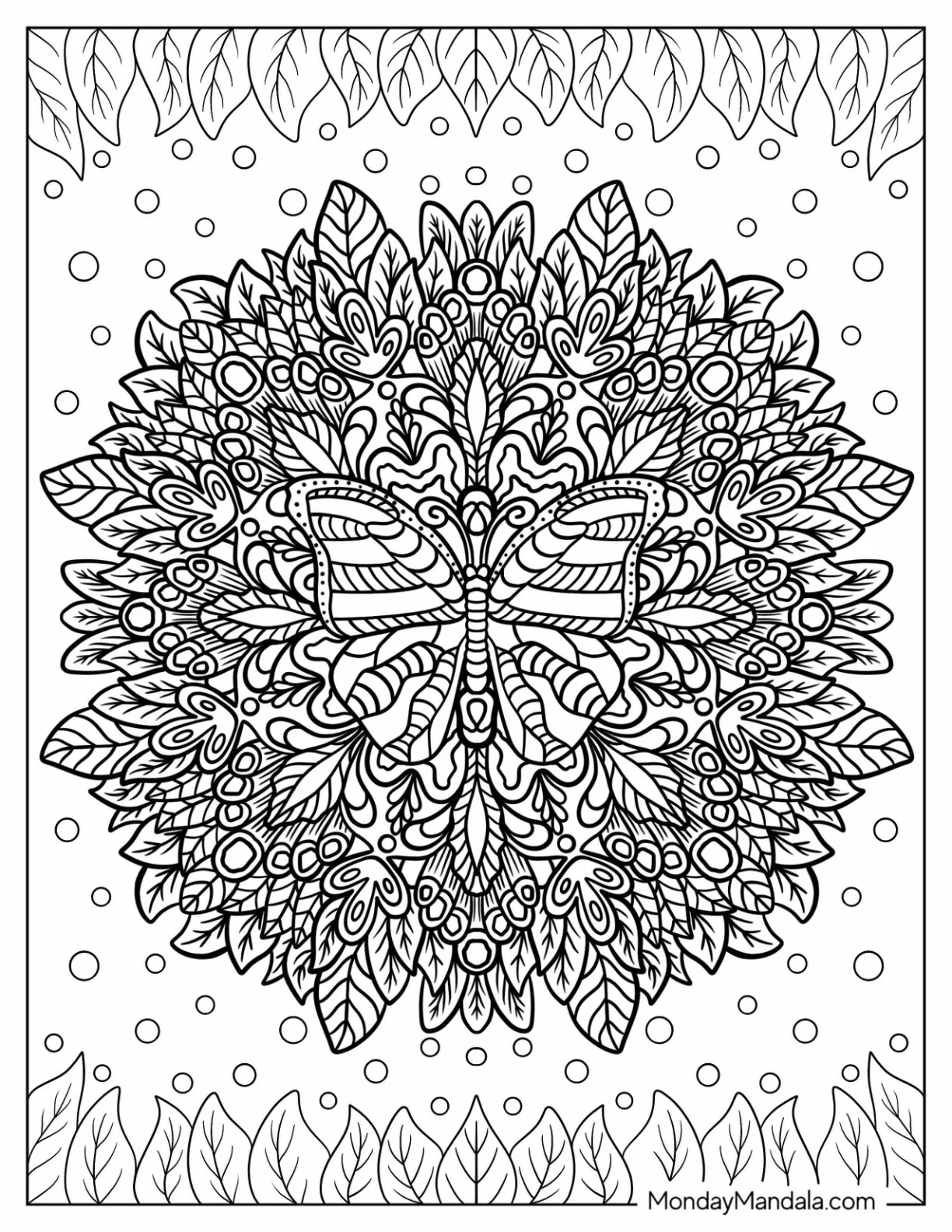 Intricate Butterfly Coloring Page Mandala coloring page — printable line art
