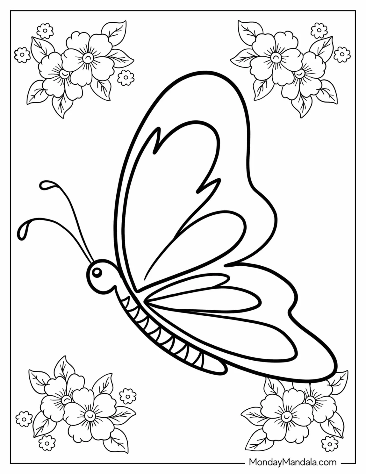 Side View Of Butterfly Coloring Page Flying coloring page