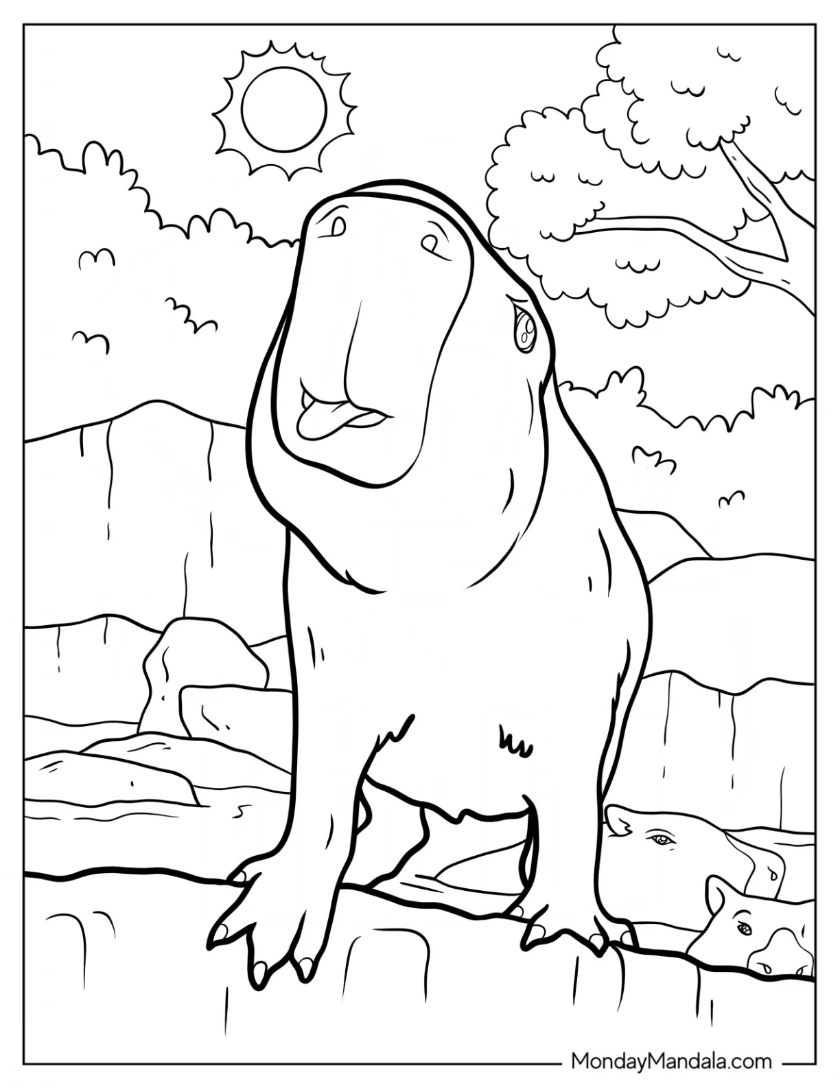 Capybara Coloring Page Sticking Its Tongue Out coloring page
