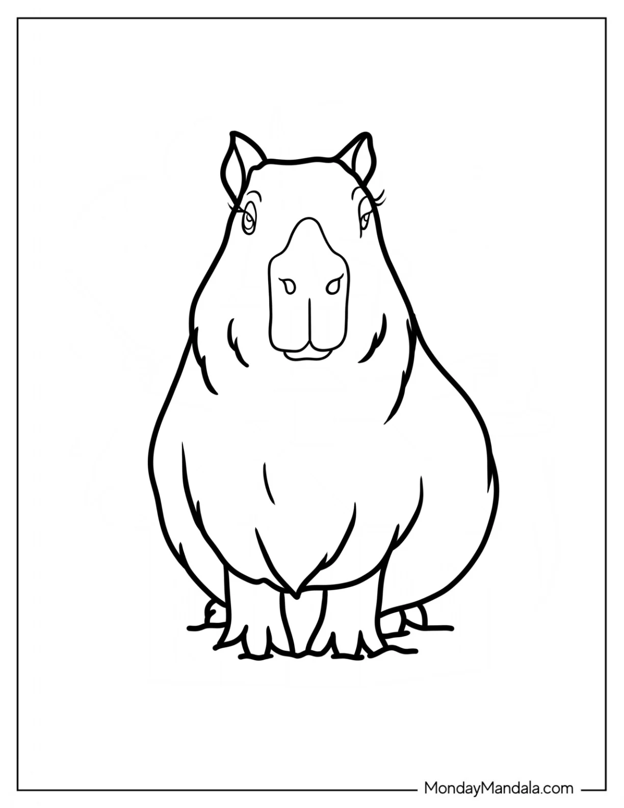Easy Capybara Coloring Page For Preschoolers coloring page — printable line art