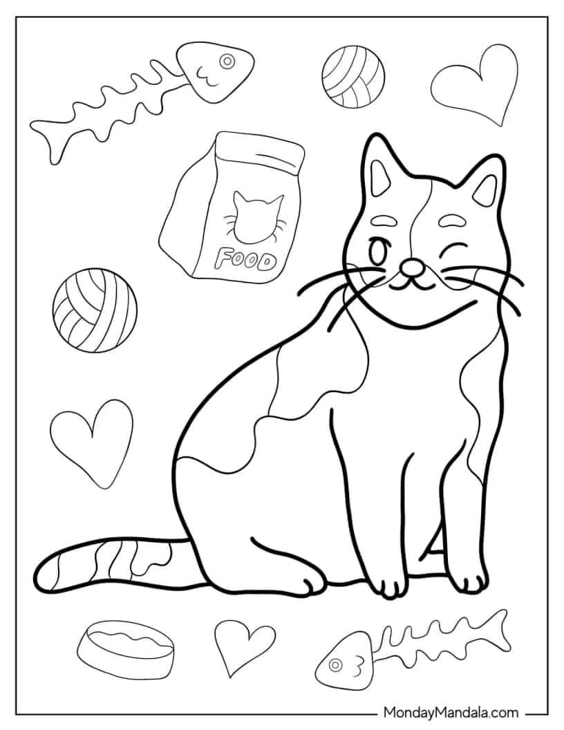 Cartoon Cat Winking Coloring Sheet coloring page