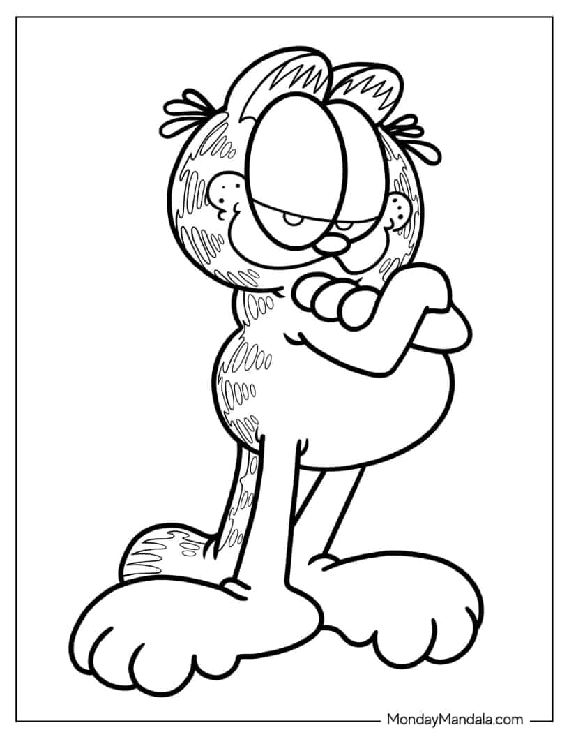 Detailed Garfield Coloring Page For Kids coloring page — printable line art