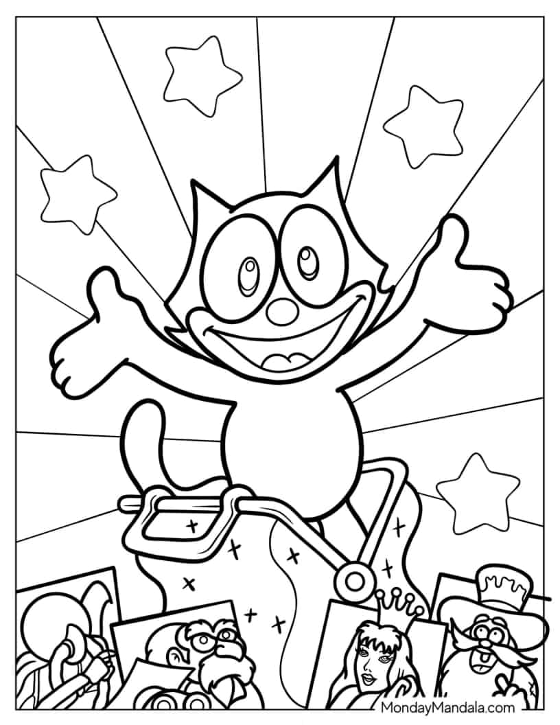 Easy Outline Of Felix The Cat Coloring Sheet coloring page