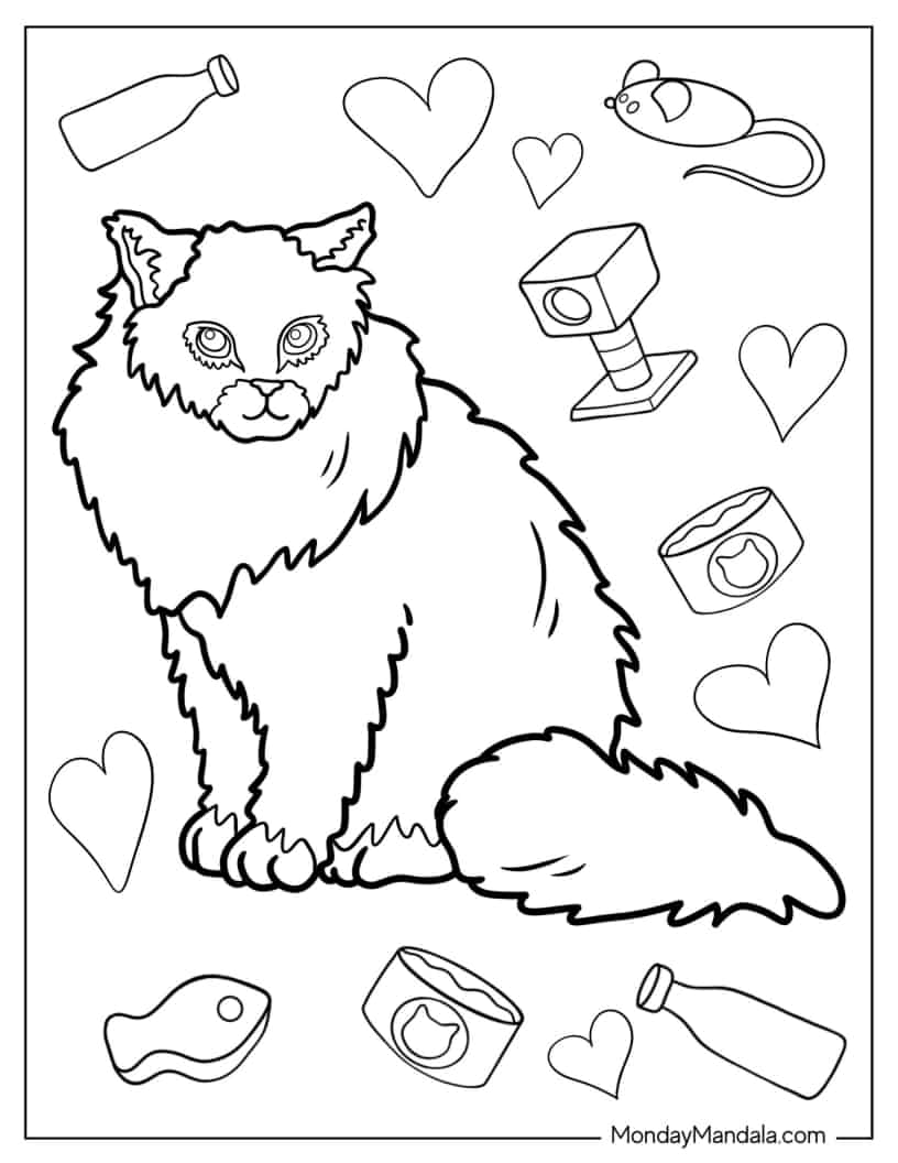 Norwegian Forest Cat Coloring Sheet coloring page — printable line art
